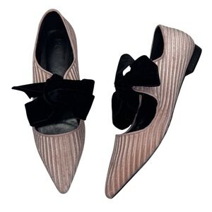 POL Pink and Black Flats with Bow